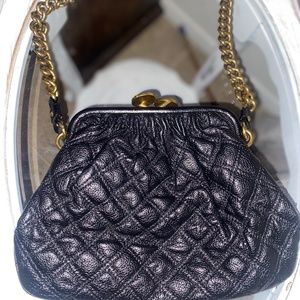 Marc Jacobs Black Leather Quilted Mini Bag with Calf Leather Inside